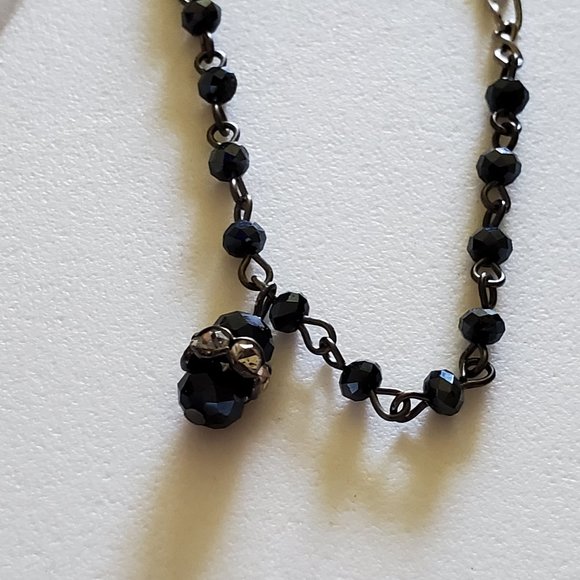 Dark Blue Glass Bead Bracelet Handmade Artisan 8" - Picture 2 of 3